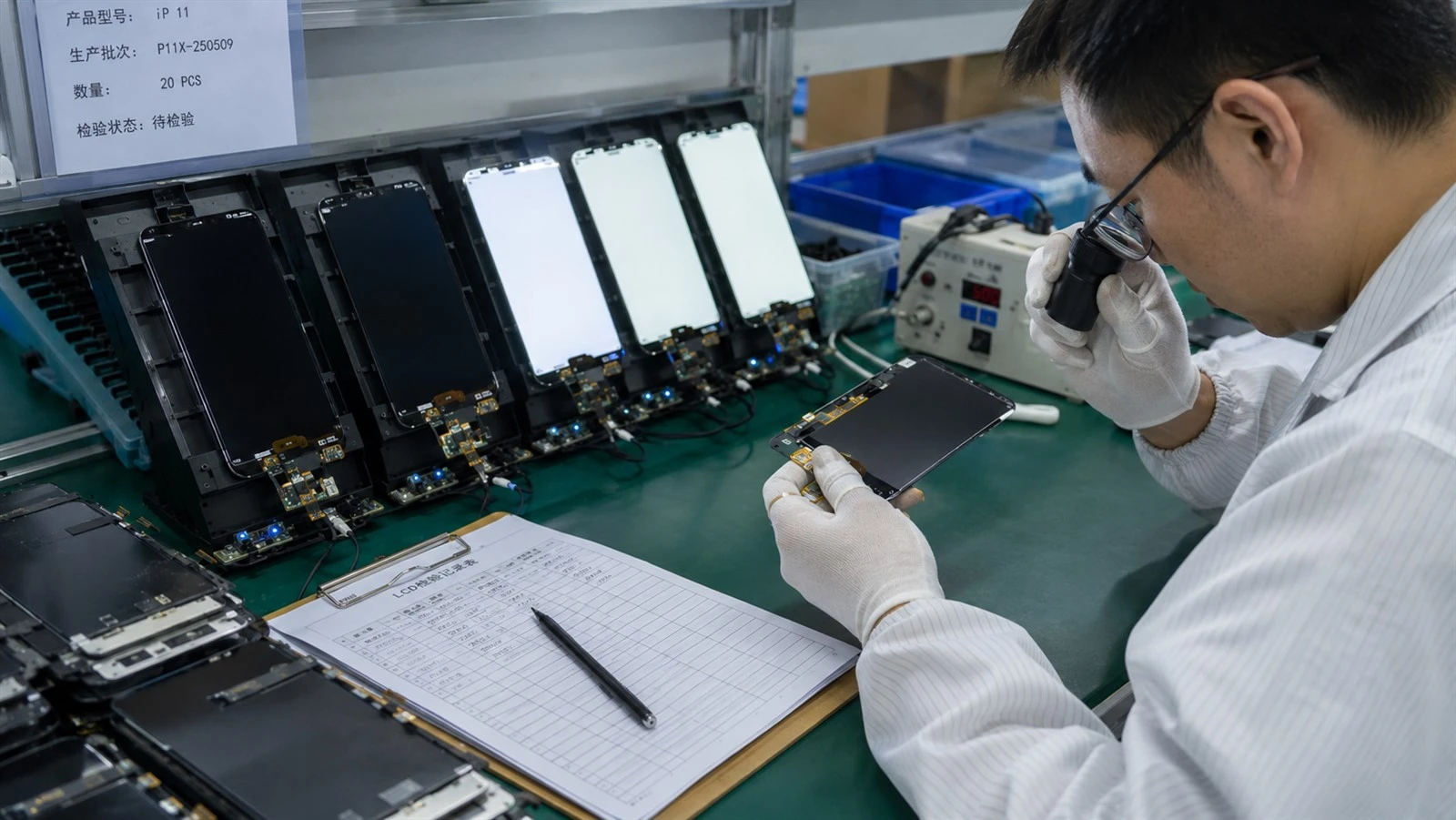 iPhone LCD backlight and pixel inspection before shipment iPhone LCD backlight and pixel inspection before shipment